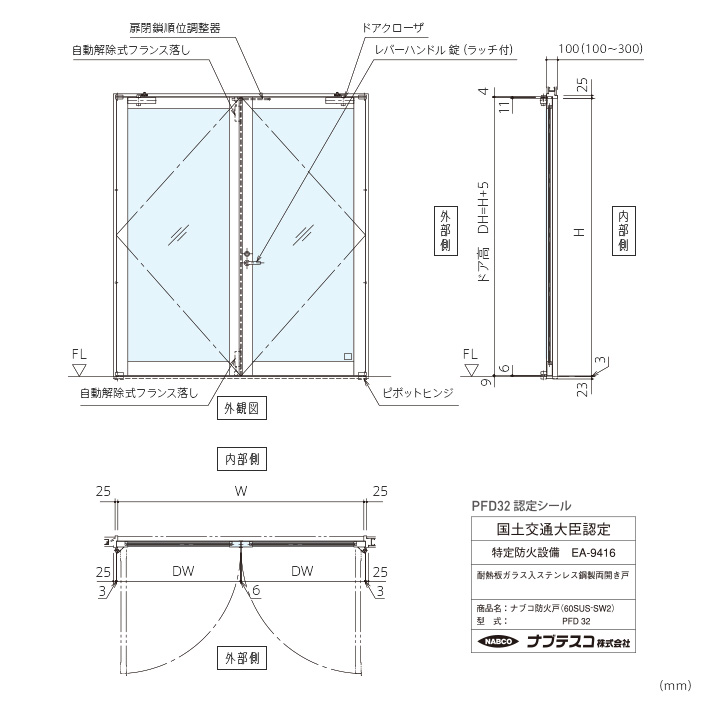 ナブコ防火戸 PFD 手動開き戸各種(PFD32~35)画像1