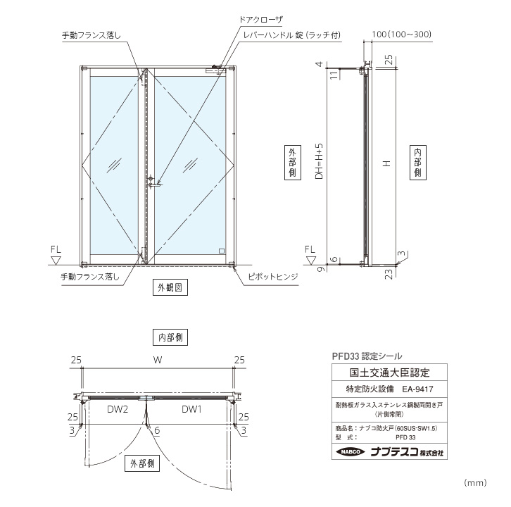 ナブコ防火戸 PFD 手動開き戸各種(PFD32~35)画像2