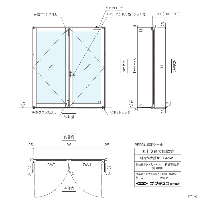 ナブコ防火戸 PFD 手動開き戸各種(PFD32~35)画像3