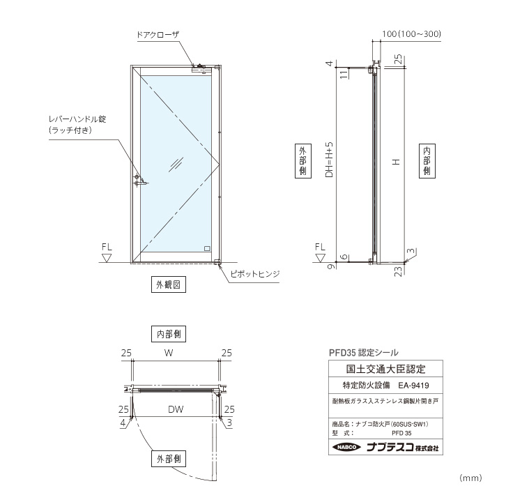 ナブコ防火戸 PFD 手動開き戸各種(PFD32~35)画像4